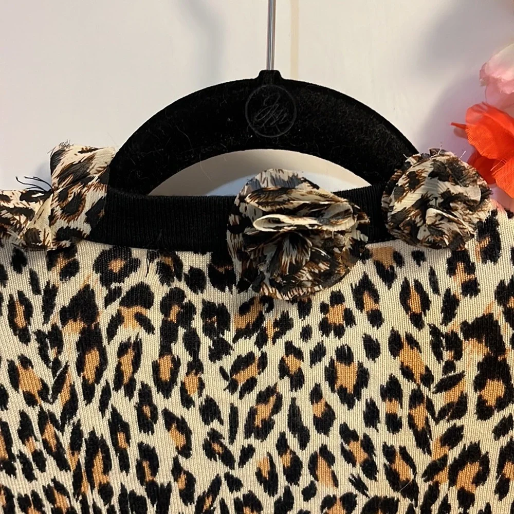 Leopard print cardigan with leopard rosettes ISA brand Size PM - Picture 7 of 7